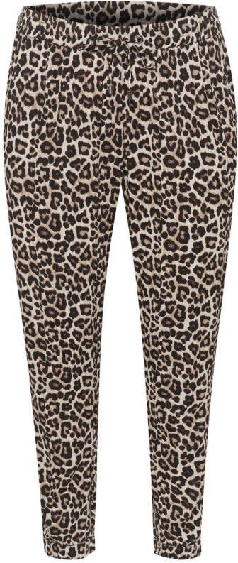 Kaffe Curve regular fit broek KCisma met panterprint zwart bruin beige