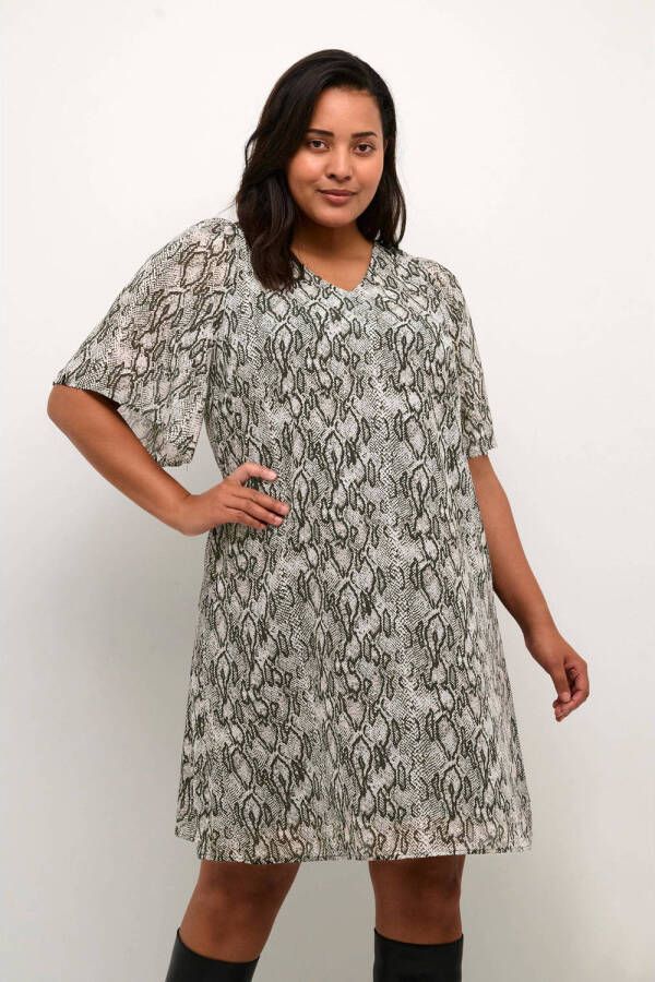 Kaffe Curve jurk KCcia met slangenprint grijs