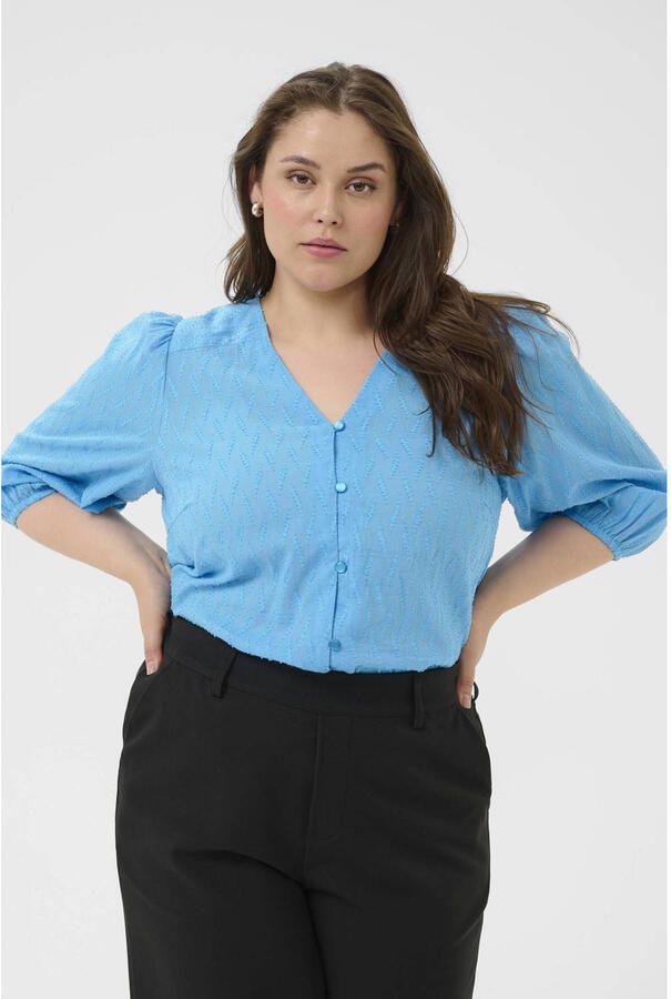 Kaffe Curve blouse blauw - Foto 3