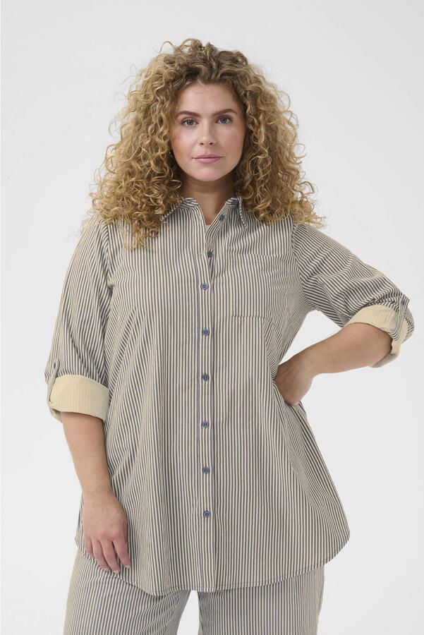Kaffe Curve blouse met krijtstreep blauw
