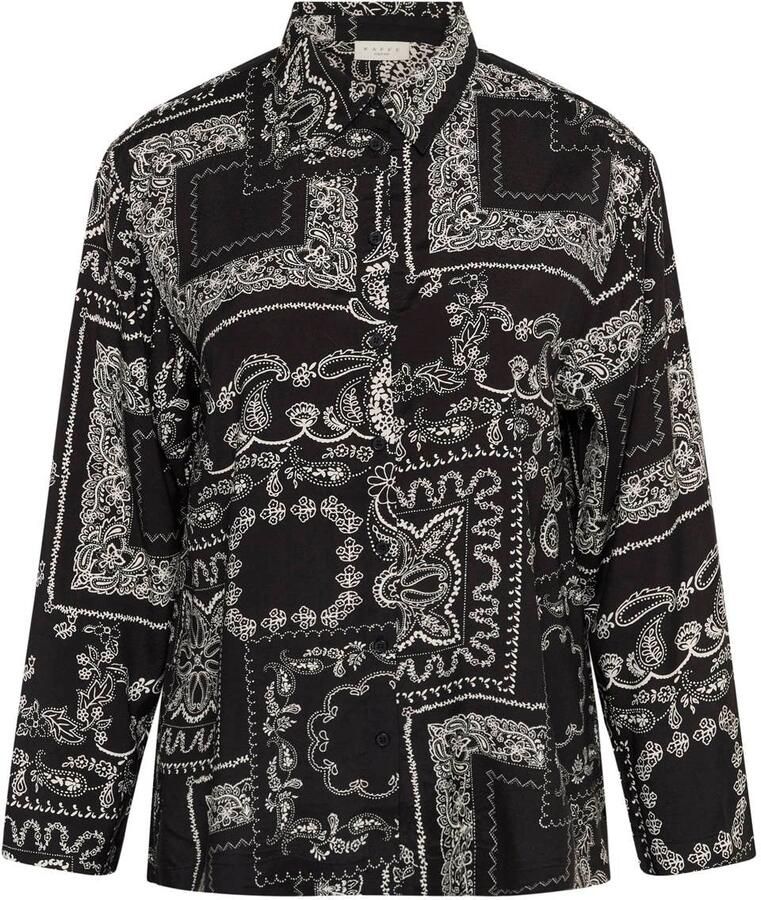 Kaffe Curve blouse met paisley Plus Size zwart - Foto 2
