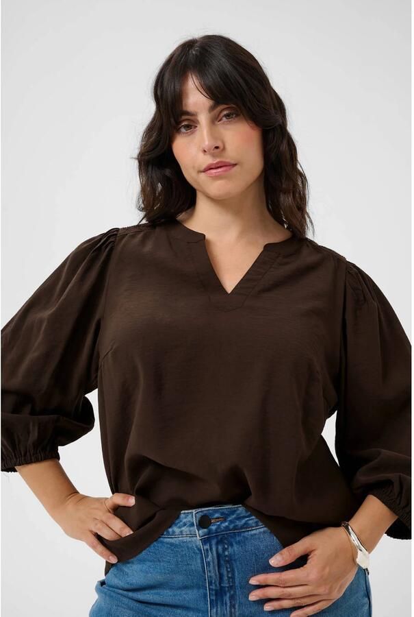Kaffe Curve blouse Plus Size donkerbruin