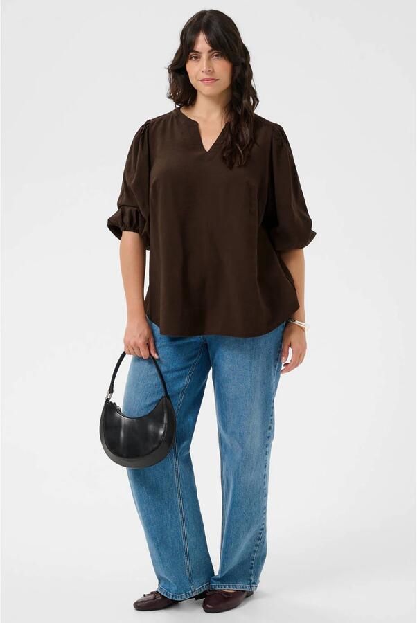 Kaffe Curve blouse Plus Size donkerbruin - Foto 2