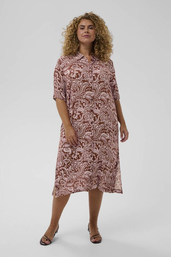 Kaffe Curve blousejurk met paisley print roodbruin