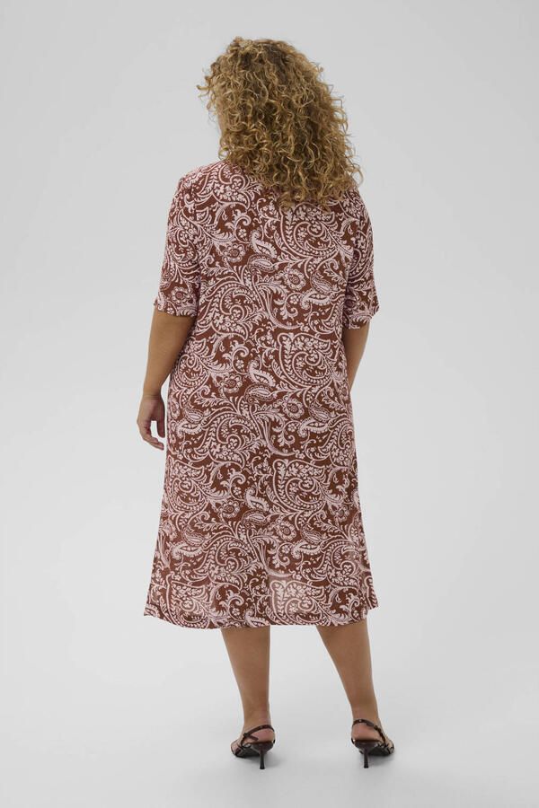 Kaffe Curve blousejurk met paisley print roodbruin - Foto 2