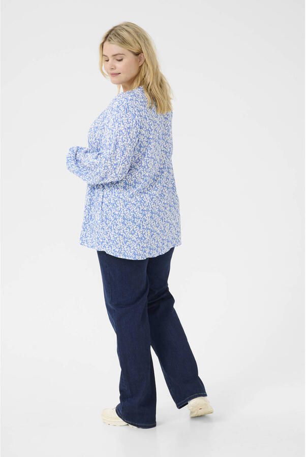 Kaffe Curve Blauw Krijt Grafisch Print Blouse Blue Dames
