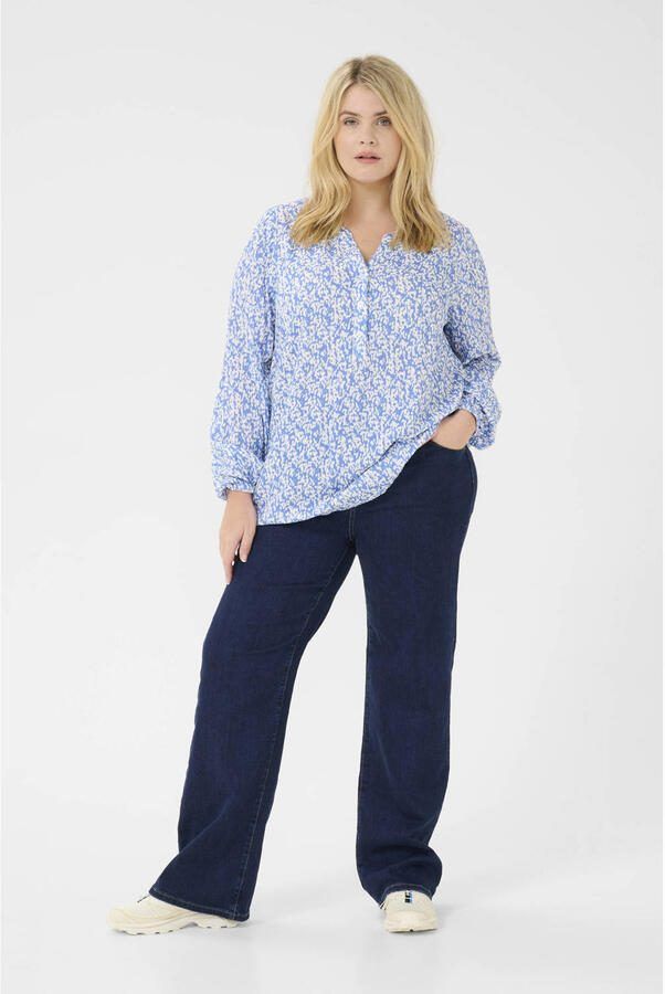 Kaffe Curve Blauw Krijt Grafisch Print Blouse Blue Dames - Foto 2
