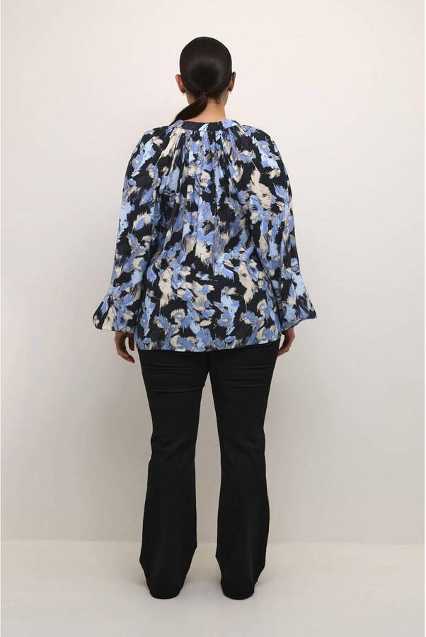Kaffe Curve Grafische Strepen V-Hals Blouse Multicolor Dames - Foto 3