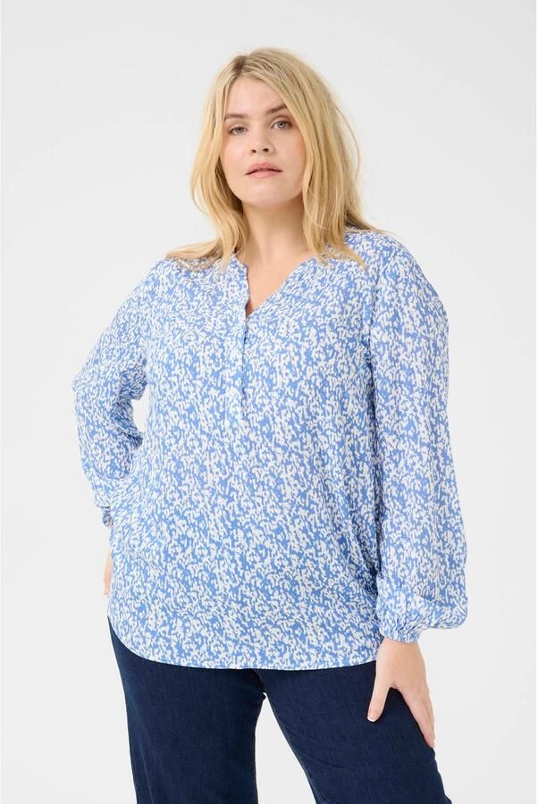Kaffe Curve Blauw Krijt Grafisch Print Blouse Blue Dames - Foto 3