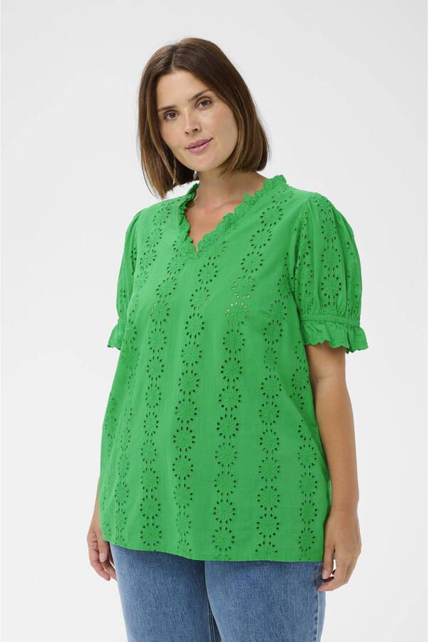 Kaffe Curve blousetop groen broderie