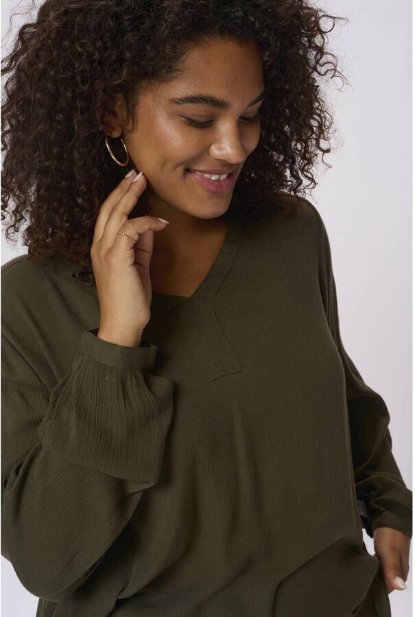 Kaffe Curve Bosnacht Lange Mouw Blouse Green Dames