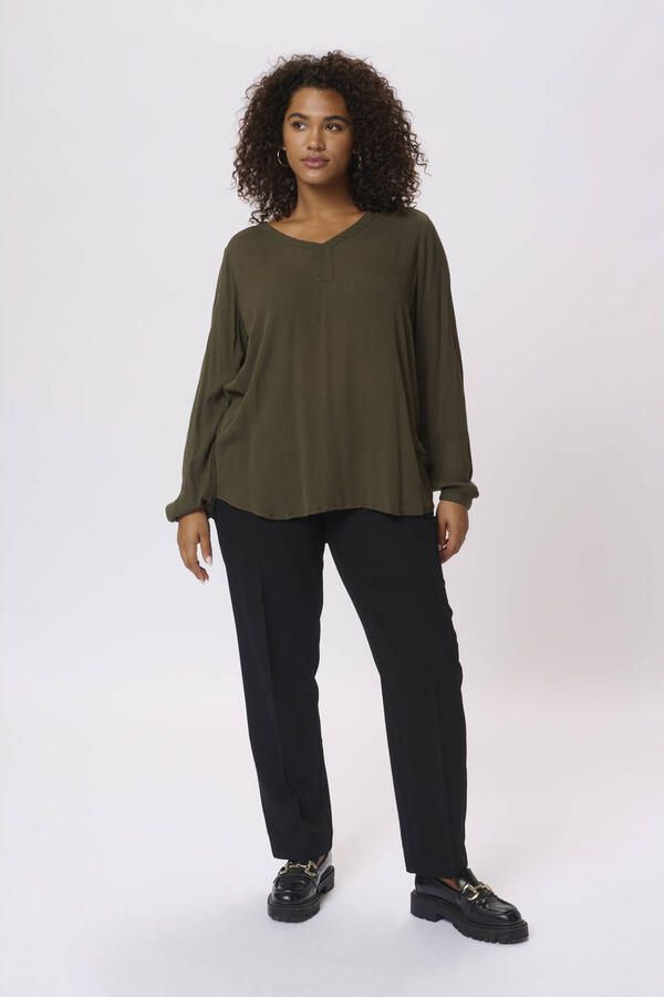 Kaffe Curve Bosnacht Lange Mouw Blouse Green Dames - Foto 2