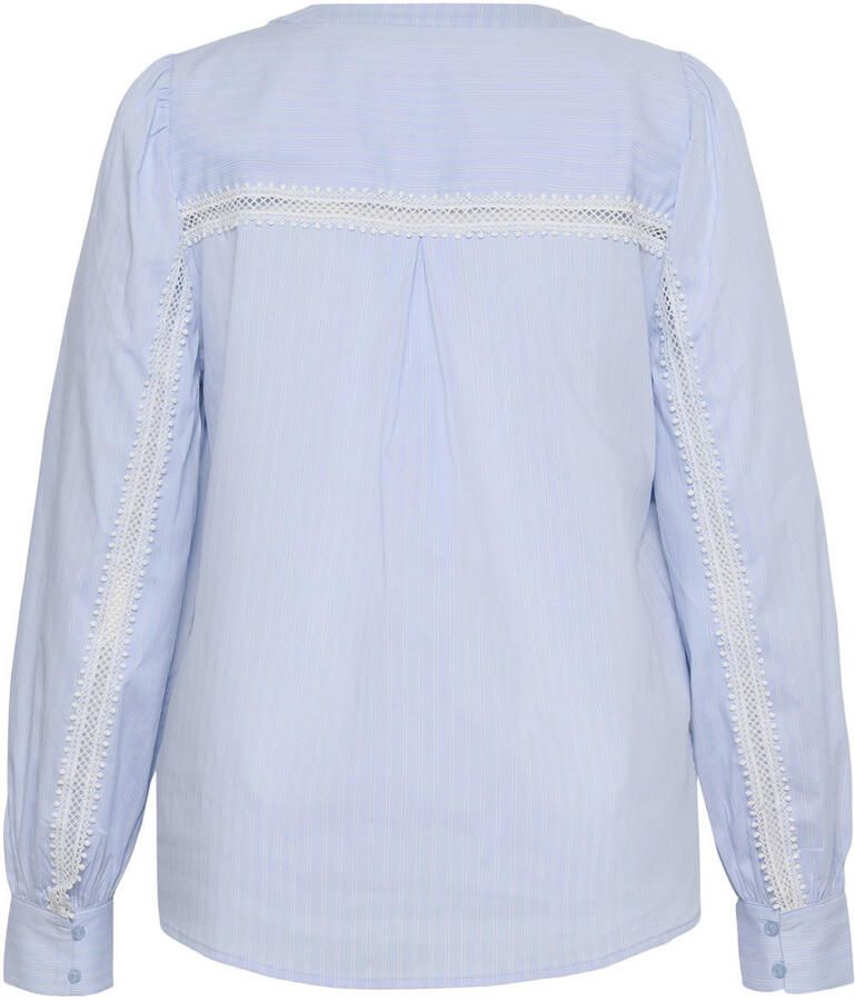 Kaffe Curve blousetop met krijtstreep lichtblauw - Foto 2