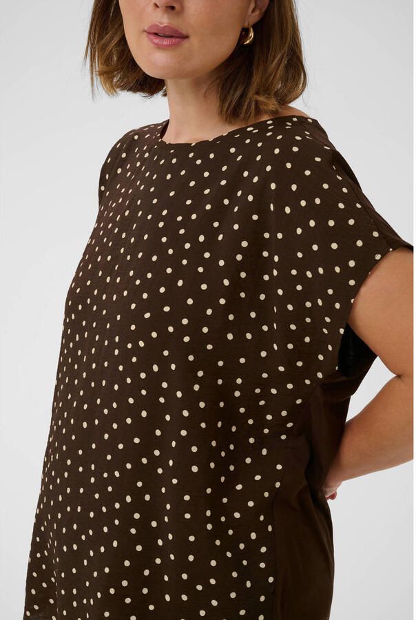 Kaffe Curve blousetop met stippen Plus Size bruin - Foto 2