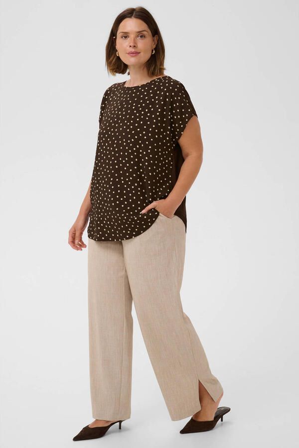 Kaffe Curve blousetop met stippen Plus Size bruin - Foto 3