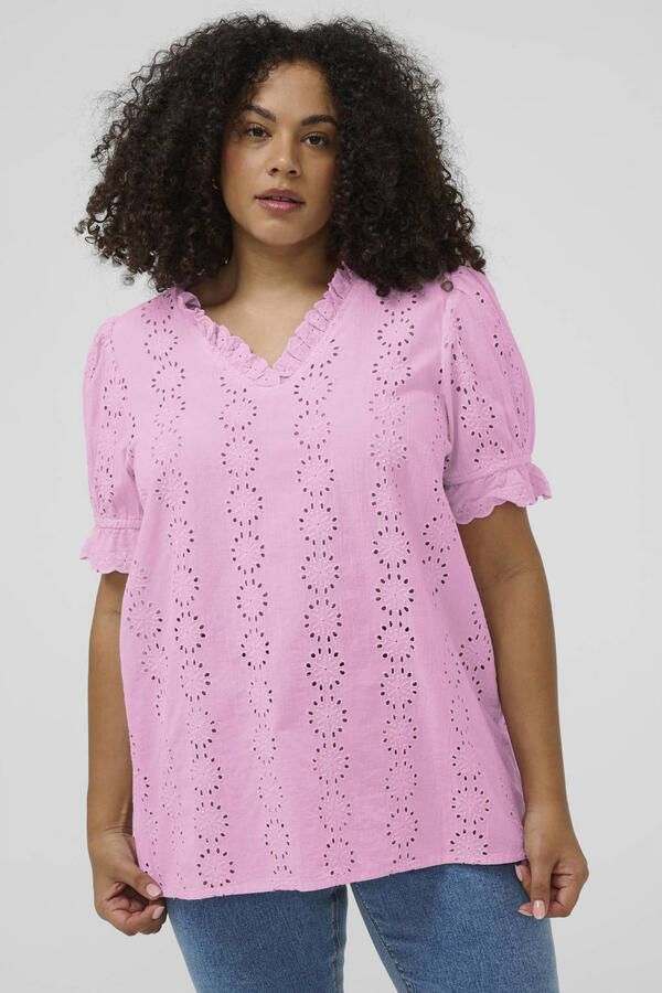 Kaffe Curve blousetop roze broderie