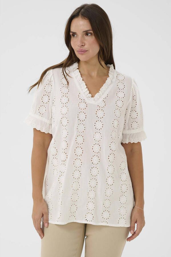 Kaffe Curve blousetop wit broderie