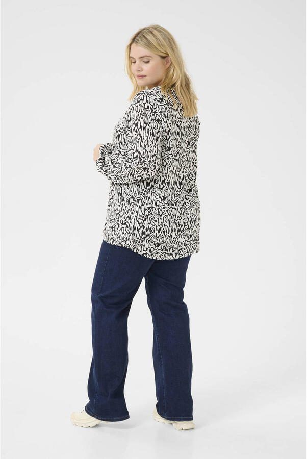 Kaffe Curve Grafische Lijnen Lange Mouw Blouse Black Dames - Foto 2