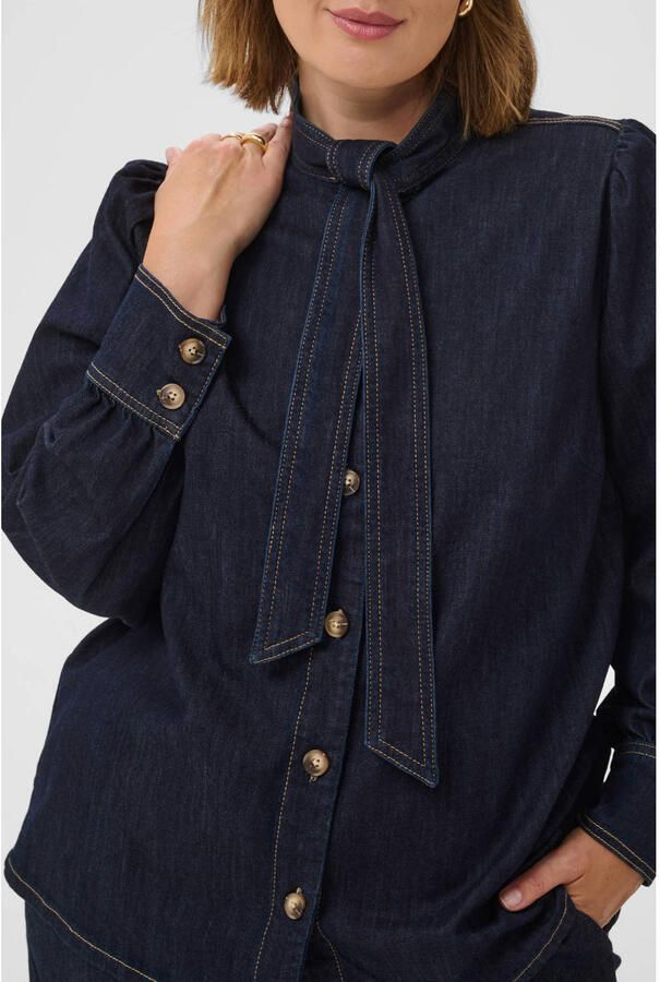 Kaffe Curve denim blouse Plus Size donkerblauw