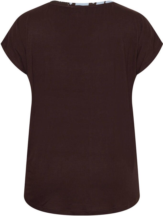 Kaffe Curve gebloemde blousetop Plus Size bruin