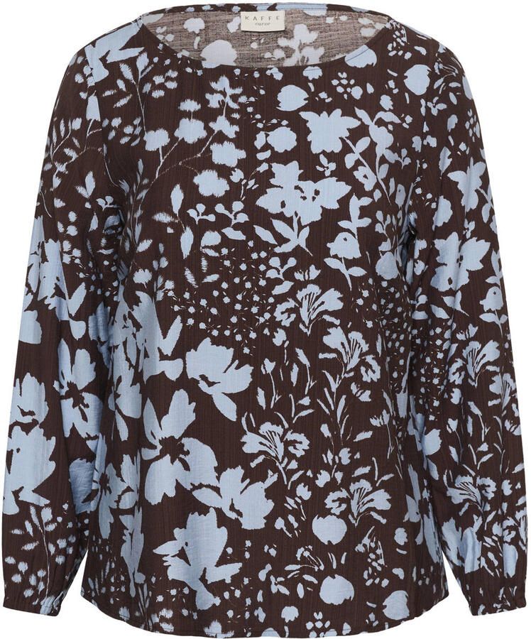 Kaffe Curve gebloemde blousetop Plus Size bruin