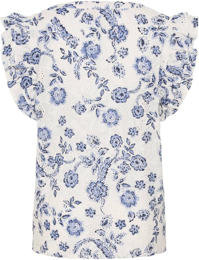 Kaffe Curve gebloemde top broderie blauw - Foto 2