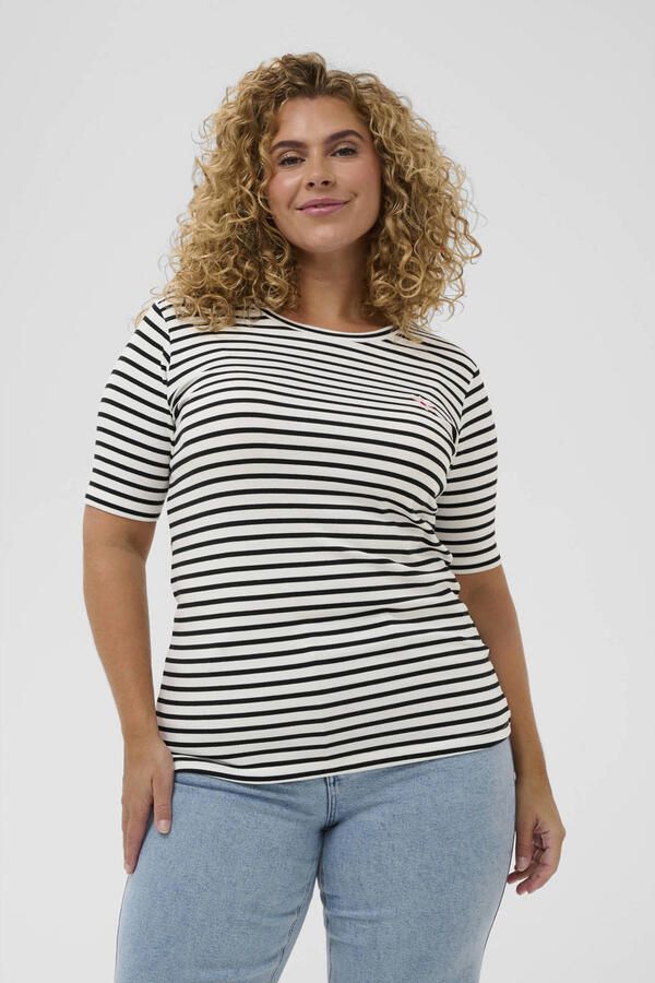 Kaffe Curve gestreept T-shirt zwart