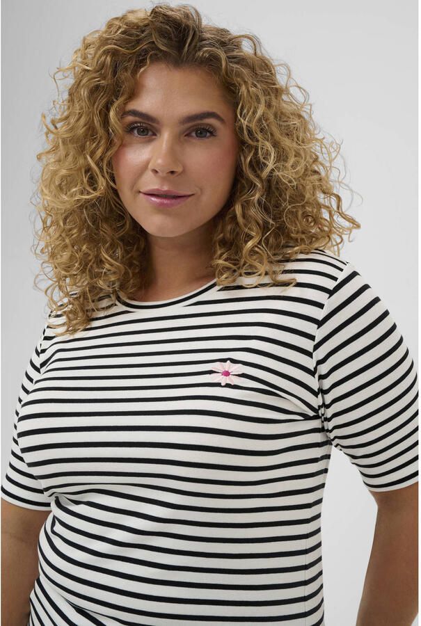 Kaffe Curve gestreept T-shirt zwart - Foto 2