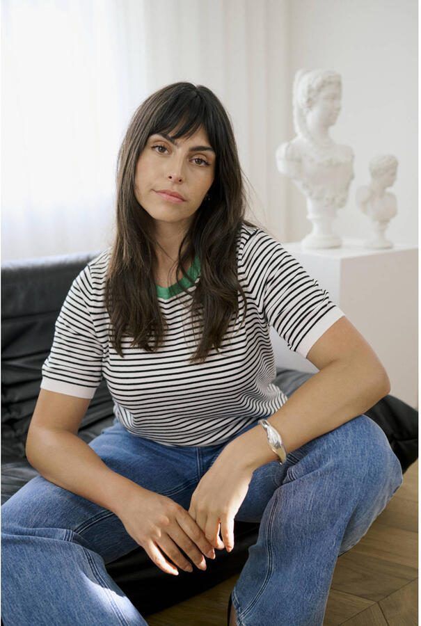 Kaffe Curve gestreepte T-shirt zwart - Foto 2
