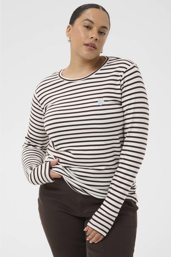 Kaffe Curve gestreepte top Plus Size ecru