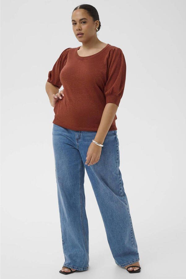 Kaffe Curve glitter top roodbruin - Foto 2