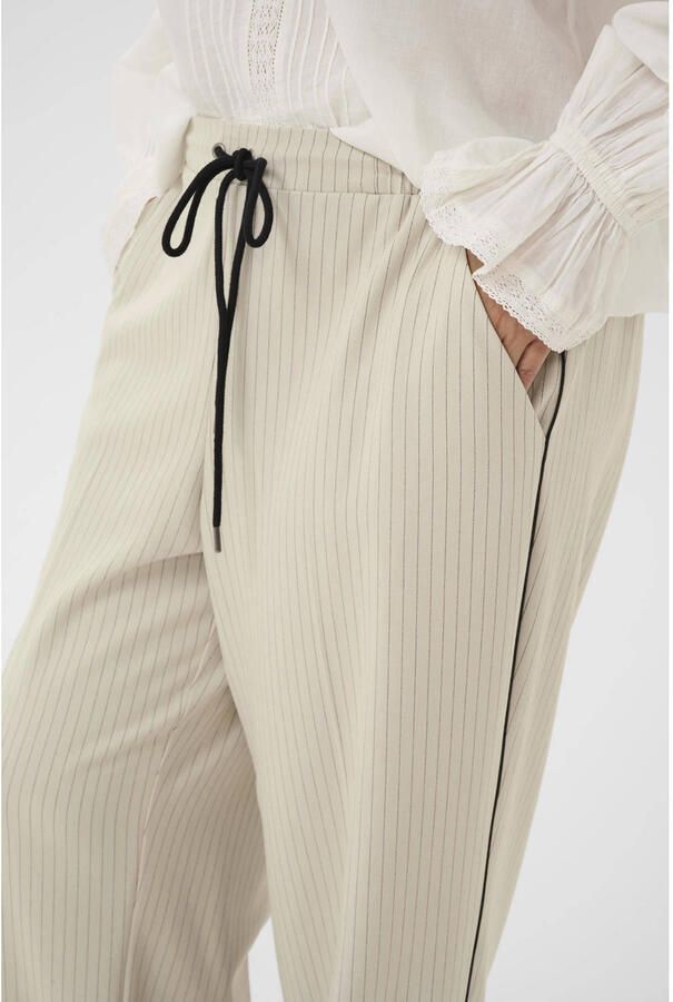 Kaffe Curve KCsirana casual broek met krijtstreep beige - Foto 2