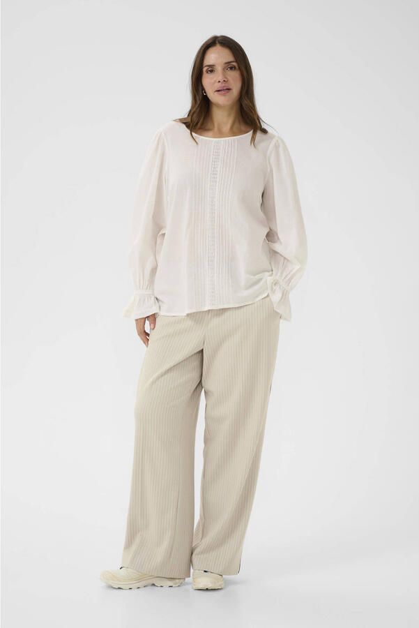 Kaffe Curve KCsirana casual broek met krijtstreep beige - Foto 3