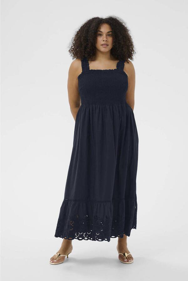 Kaffe Curve maxi jurk broderie donkerblauw