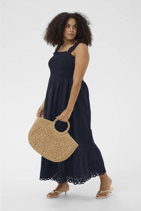 Kaffe Curve maxi jurk broderie donkerblauw - Foto 3