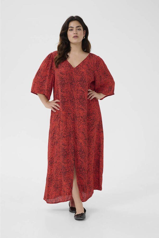 Kaffe Curve maxi jurk rood - Foto 3