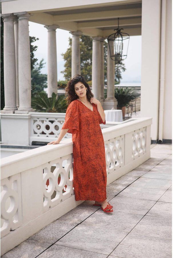 Kaffe Curve maxi jurk rood - Foto 2