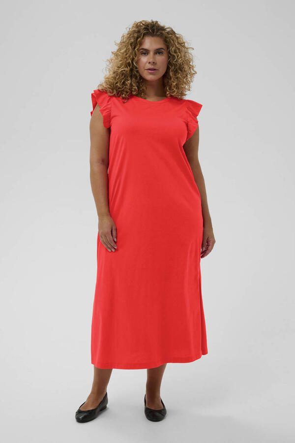 Kaffe Curve midi jurk rood
