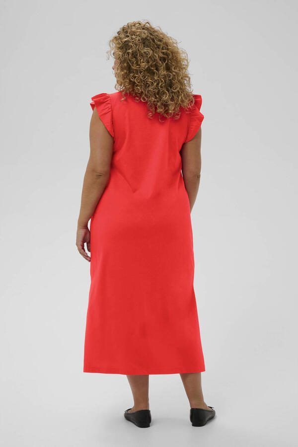 Kaffe Curve midi jurk rood - Foto 3