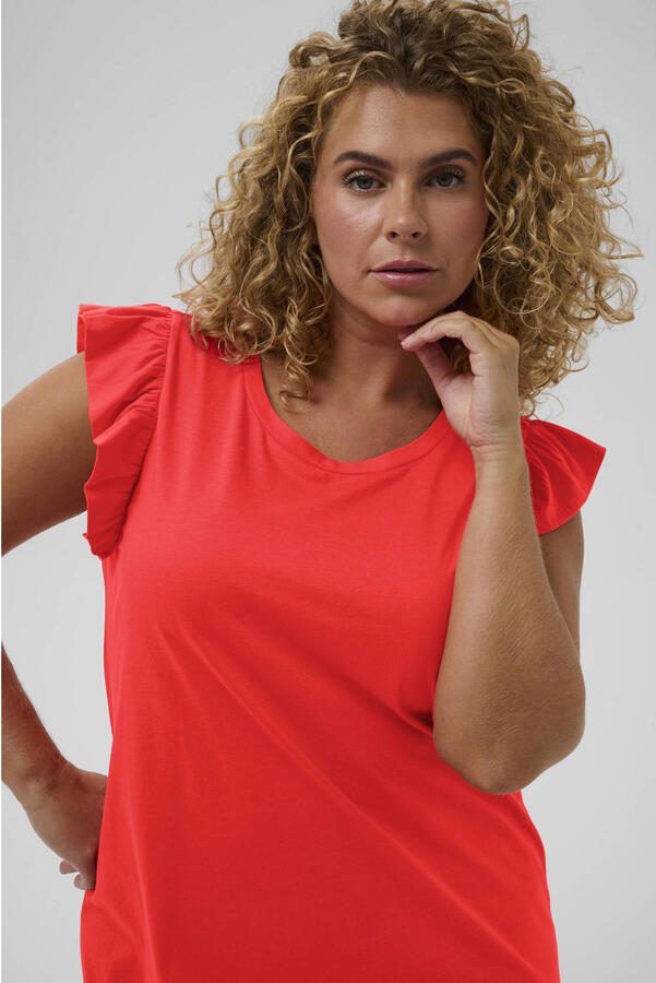Kaffe Curve midi jurk rood - Foto 2