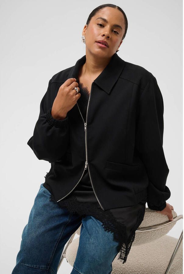 Kaffe Curve Plus Size bomberjack zwart - Foto 3
