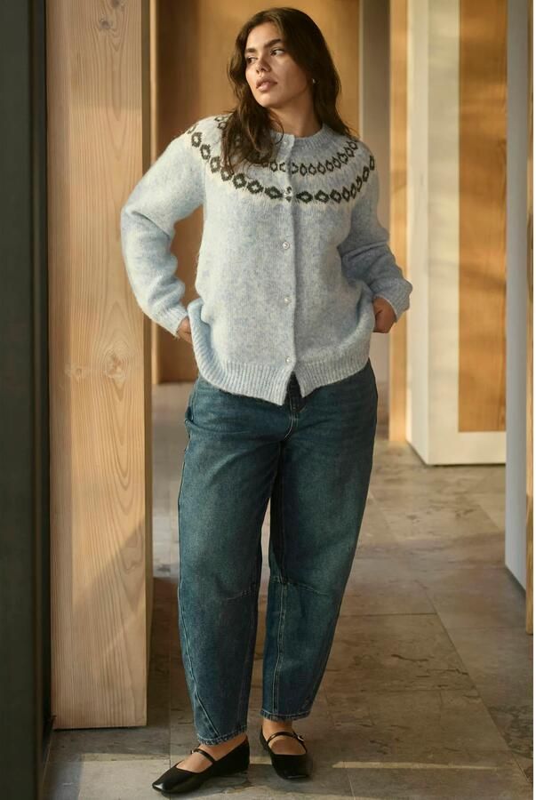 Kaffe Curve Plus Size gebreid vest met wol blauw - Foto 2