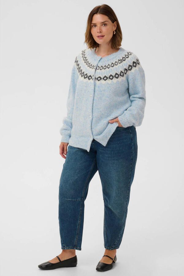 Kaffe Curve Plus Size gebreid vest met wol blauw - Foto 3