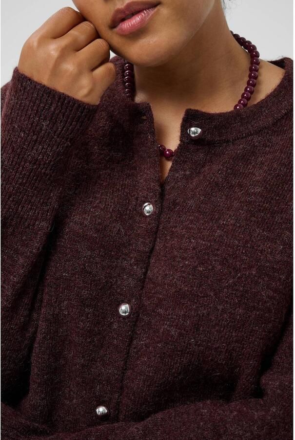Kaffe Curve Plus Size gebreid vest met wol donkerbruin - Foto 2