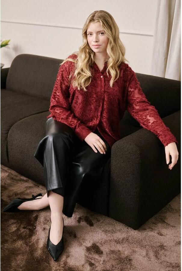 Kaffe Curve Plus Size semitransparante blouse rood - Foto 3