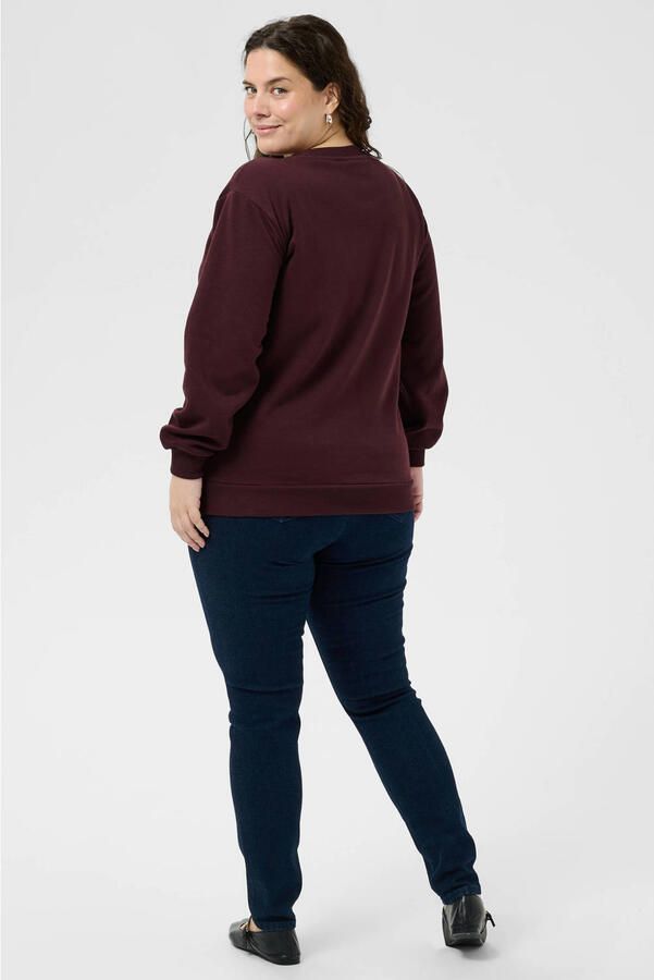 Kaffe Curve Plus Size sweater met tekst donkerrood - Foto 2