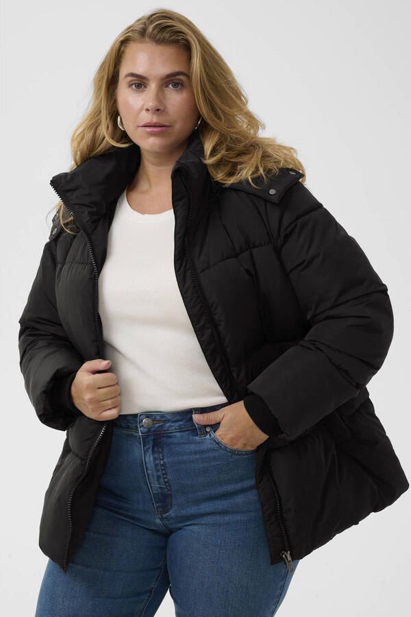 Kaffe Curve Plus Size winterjas zwart