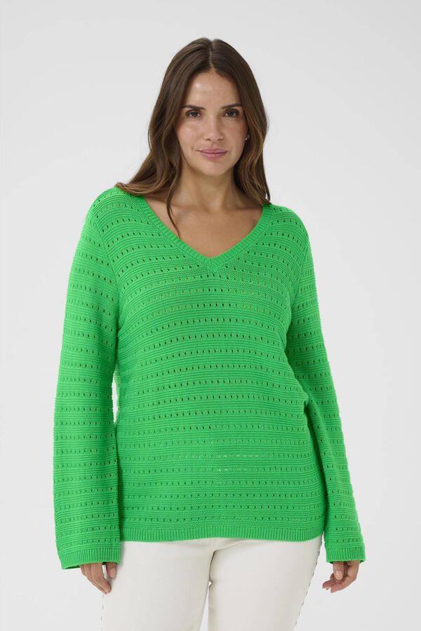 Kaffe Curve pullover groen ajour