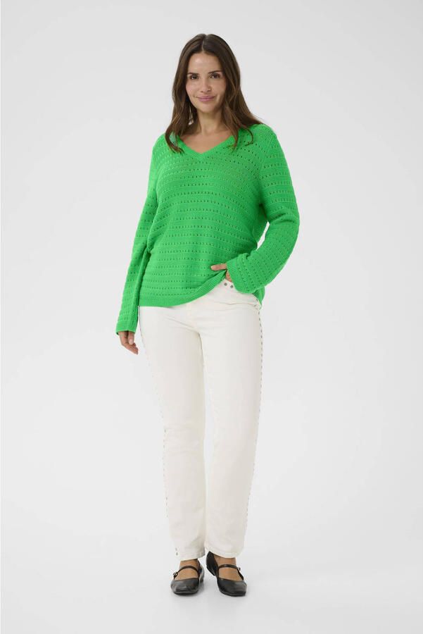 Kaffe Curve pullover groen ajour - Foto 3