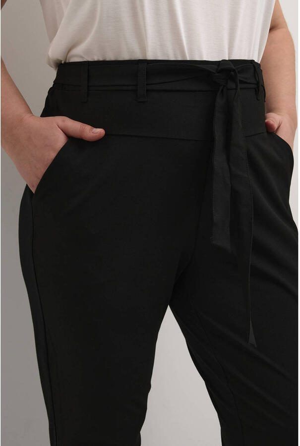 Kaffe Curve Slim-leg Geriemde Zwarte Broek Black Dames - Foto 2